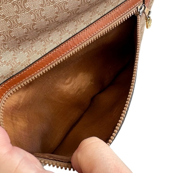 Authentic Celine Macadam Triomphe Beige & Tan Large Fold Over Clutch Evening Bag - Picture 6 of 16